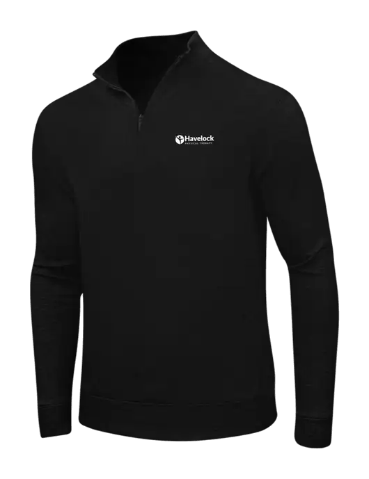 Deep Black/Charcoal Heather Interlock 1/4 Zip w/Havelock Logo
