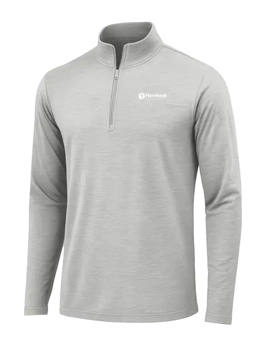 Light Grey Heather Posicharge Tri-Blend Wicking 1/4 Zip Pullover w/Havelock Logo