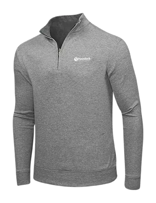 Medium Heather Grey/Charcoal Heather Interlock 1/4 Zip w/Havelock Logo