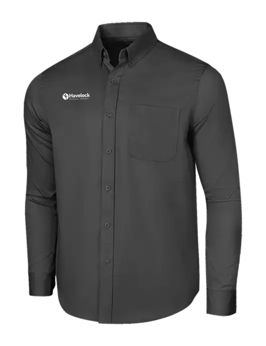 Long Sleeve Dark Grey Superpro React Twill Shirt w/Havelock Logo