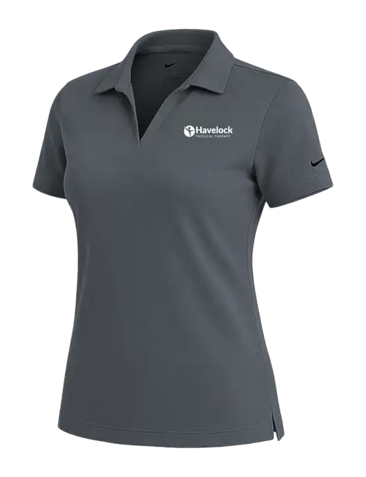 NIKE Dark Grey Womens Dri-Fit Micro Pique Polo w/Havelock Logo