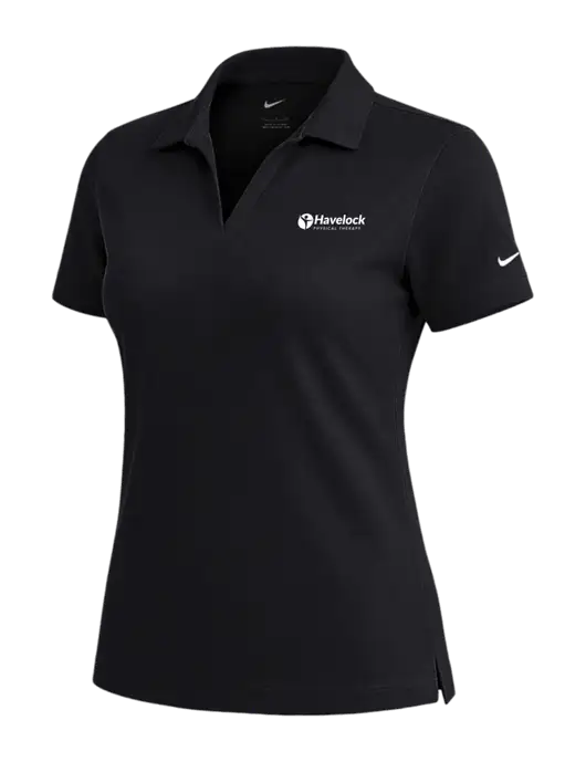 NIKE Black Womens Dri-Fit Micro Pique Polo w/Havelock Logo