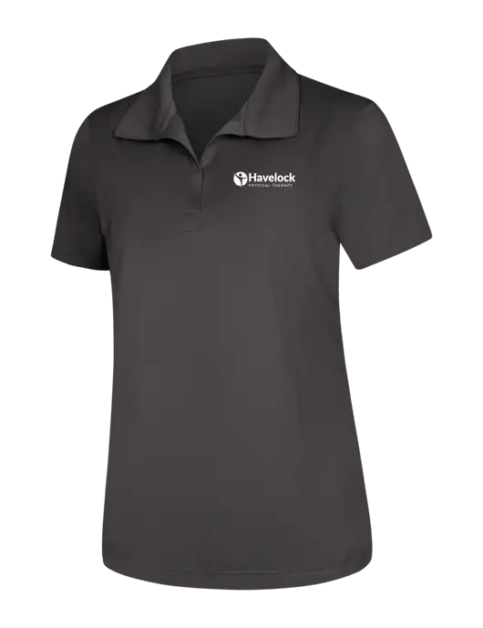 Womens Dark Grey Micropique Sport-Wick Polo w/Havelock Logo