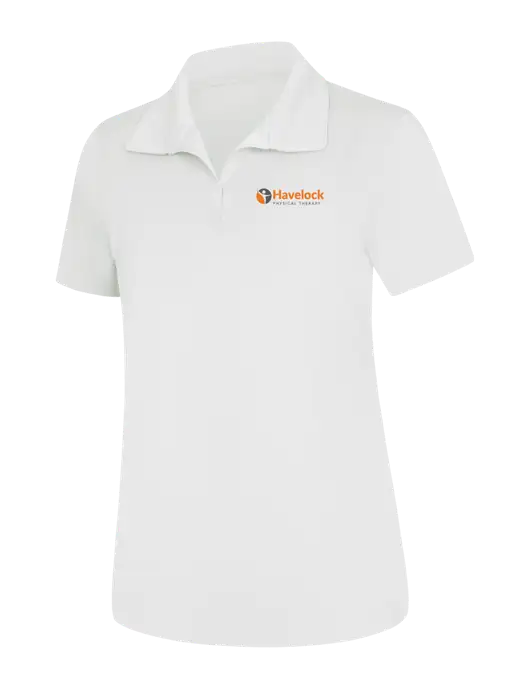 Womens White Micropique Sport-Wick Polo w/Havelock Logo