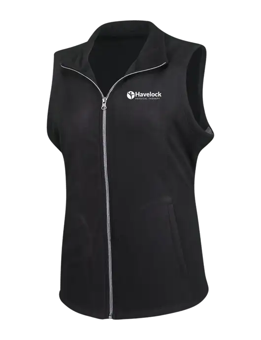 Black Womens Microfleece Vest w/Havelock Logo