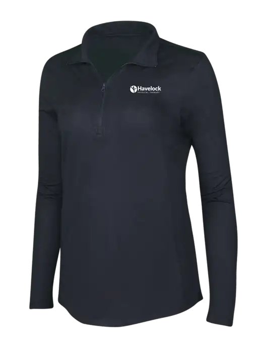 Black Triad Solid Womens Posicharge Tri-Blend Wicking 1/4 Zip Pullover w/Havelock Logo