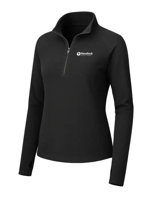Womens Black Microfleece 1/2 Zip Pullover w/Havelock Logo