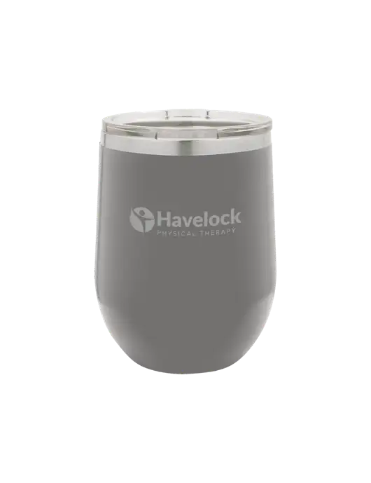 Polar Camel 12 oz Powder Coated Grey Vacuum Insulated Stemless Wine Tumbler w/Havelock Logo