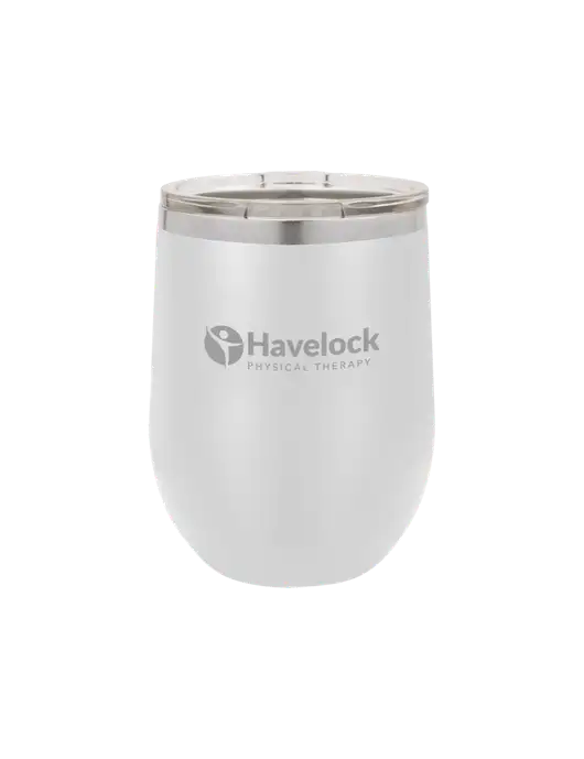 Polar Camel 12 oz Powder Coated White Vacuum Insulated Stemless Wine Tumbler w/Havelock Logo