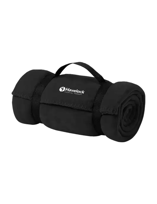 Casual Black Fleece Blanket With Strap w/Havelock Logo