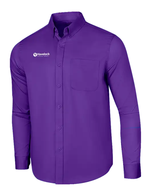 Long Sleeve Purple Superpro React Twill Shirt w/Havelock Logo
