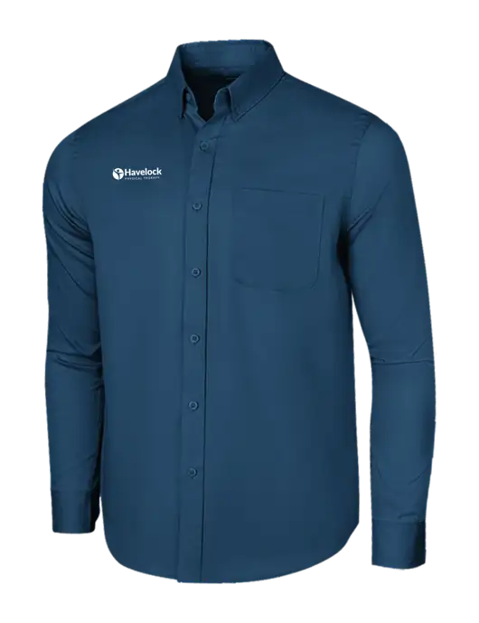 Long Sleeve Light Navy Superpro React Twill Shirt w/Havelock Logo