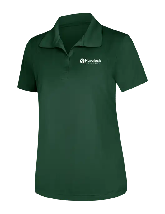 Womens Dark Green Micropique Sport-Wick Polo w/Havelock Logo