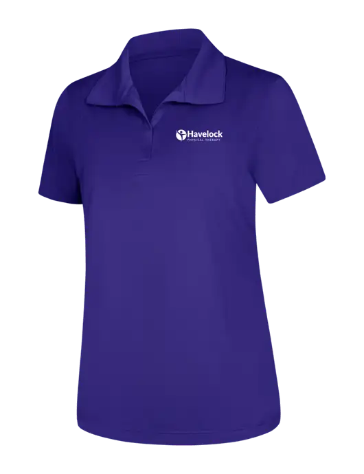 Womens Purple Micropique Sport-Wick Polo w/Havelock Logo