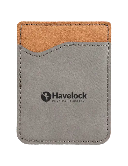 Grey Laserable Leatherette Phone Wallet w/Havelock Logo