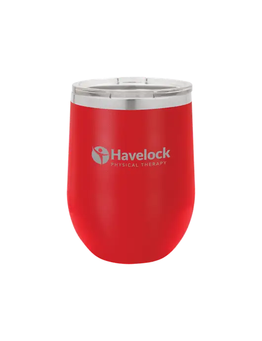 Polar Camel 12 oz Powder Coated Red Vacuum Insulated Stemless Wine Tumbler w/Havelock Logo