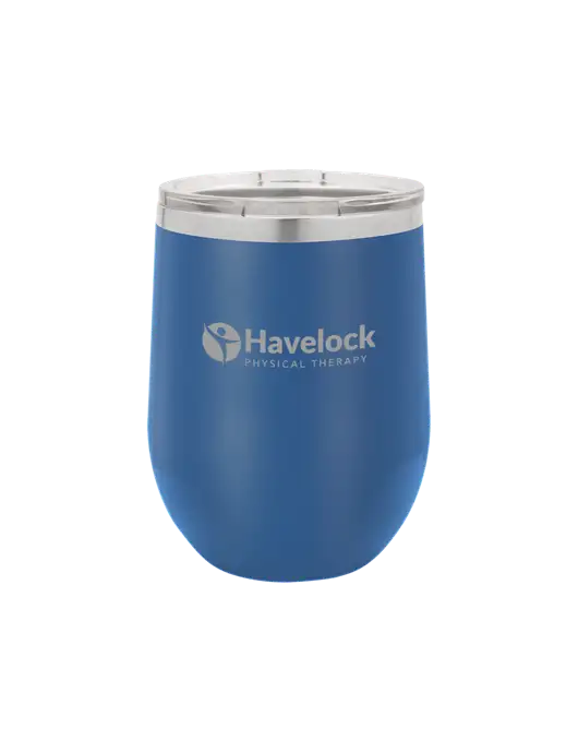 Polar Camel 12 oz Powder Coated Royal Vacuum Insulated Stemless Wine Tumbler w/Havelock Logo