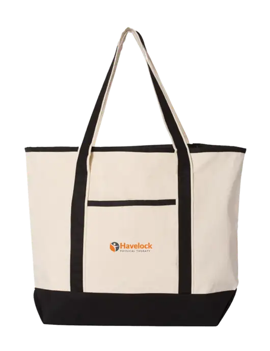 Natural/Black Large Canvas Deluxe Tote w/Havelock Logo