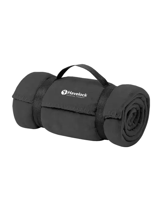 Casual Midnight Heather Fleece Blanket With Strap w/Havelock Logo