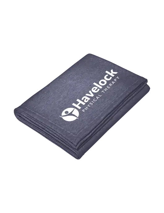 Core Heather Navy Fleece Sweatshirt Blanket w/Havelock Logo