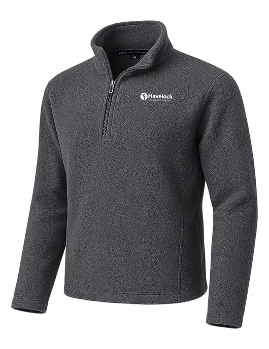 Dark Grey Fleece 1/4-Zip Pullover w/Havelock Logo