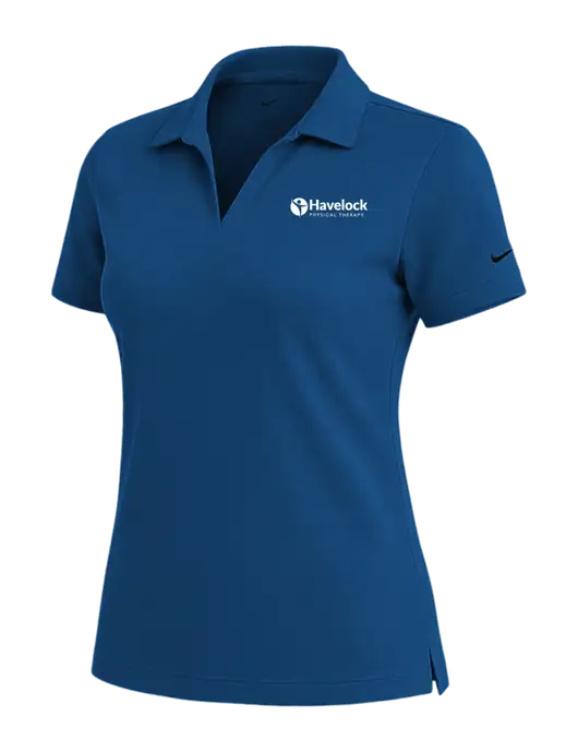 NIKE Dark Royal Womens Dri-Fit Micro Pique Polo w/Havelock Logo
