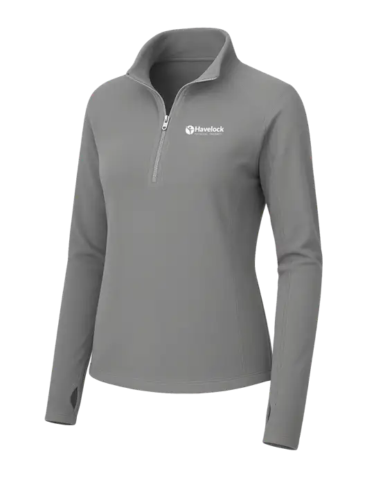 Womens Medium Grey Microfleece 1/2 Zip Pullover w/Havelock Logo