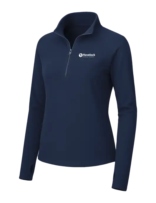 Womens Navy Microfleece 1/2 Zip Pullover w/Havelock Logo