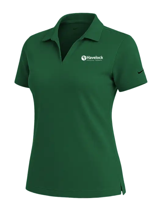 NIKE Dark Green Womens Dri-Fit Micro Pique Polo w/Havelock Logo
