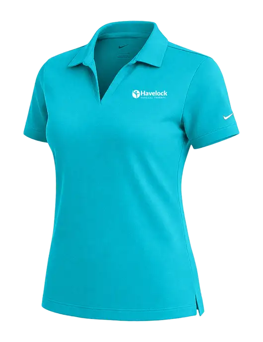 NIKE Sapphire Blue Womens Dri-Fit Micro Pique Polo w/Havelock Logo