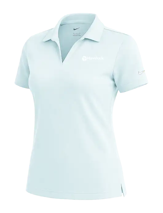 NIKE Very Light Blue Womens Dri-Fit Micro Pique Polo w/Havelock Logo
