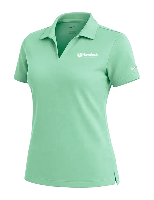 NIKE Very Light Green Womens Dri-Fit Micro Pique Polo w/Havelock Logo