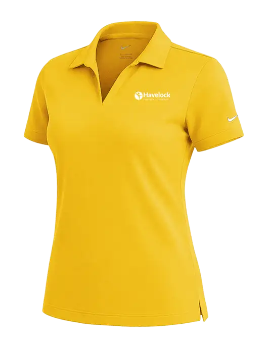NIKE Yellow Gold Womens Dri-Fit Micro Pique Polo w/Havelock Logo