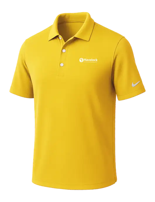 NIKE Yellow Gold Dri-Fit Micro Pique 2.0 Polo
 w/Havelock Logo