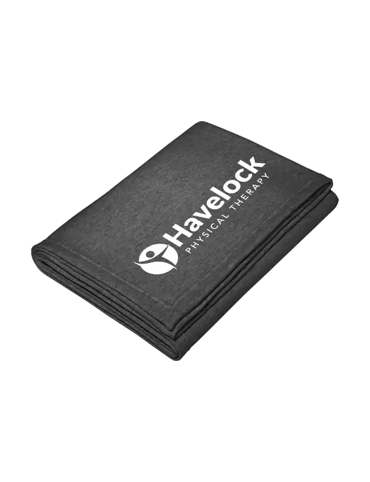 Core Dark Grey Heather Fleece Sweatshirt Blanket w/Havelock Logo