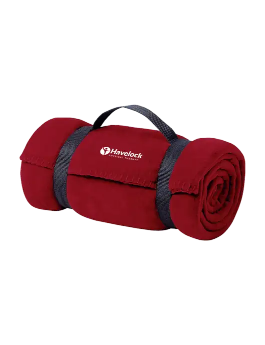 Casual Red Fleece Blanket With Strap w/Havelock Logo