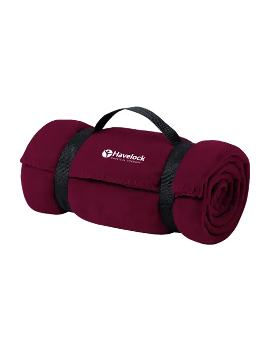 Casual Maroon Fleece Blanket With Strap w/Havelock Logo