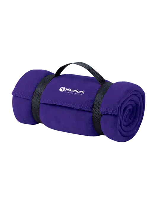 Casual Purple Fleece Blanket With Strap w/Havelock Logo