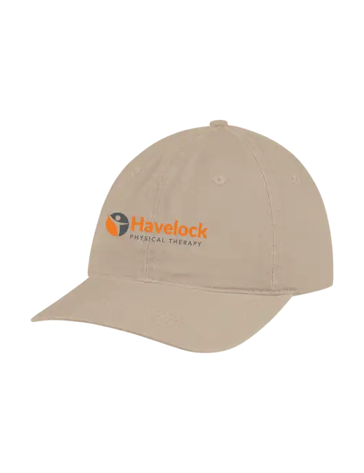 Garment Washed Unstructured Twill Tan Cap w/Havelock Logo