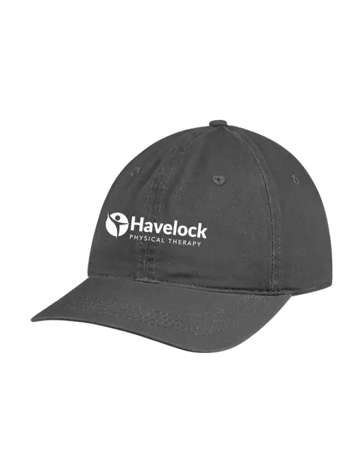 Garment Washed Unstructured Twill Charcoal Cap w/Havelock Logo