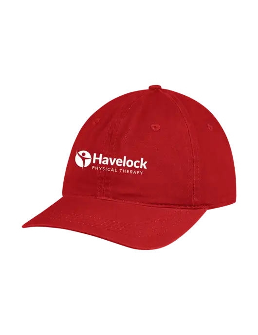 Garment Washed Unstructured Twill Red Cap w/Havelock Logo