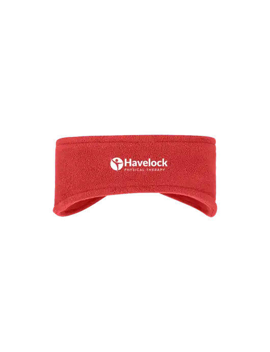 Red Stretch Fleece Headband w/Havelock Logo