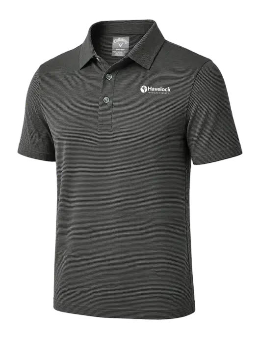 Callaway Black Fine Line Stripe Polo w/Havelock Logo