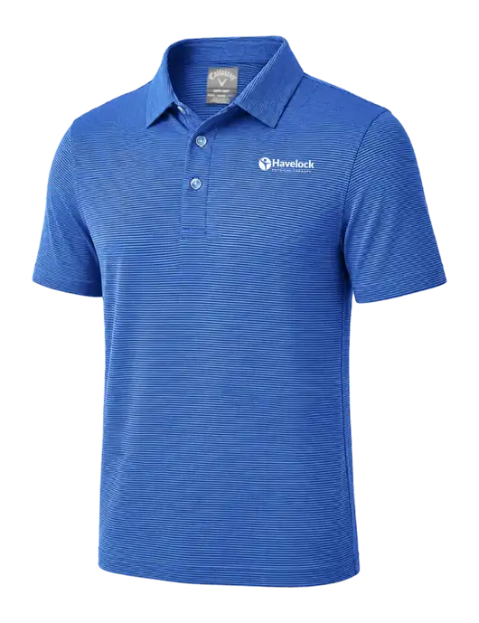 Callaway Royal Blue Fine Line Stripe Polo w/Havelock Logo