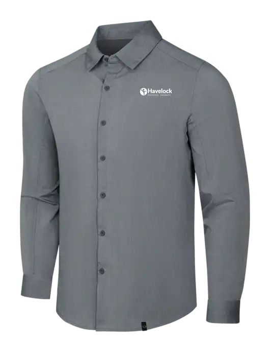 OGIO Medium Grey Heather Commuter Woven Shirt w/Havelock Logo