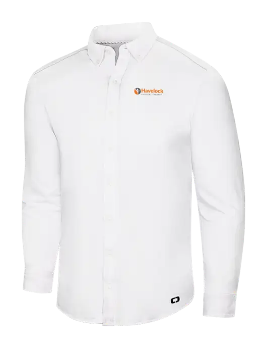 OGIO Bright White Modern Code Stretch Button-Up Shirt w/Havelock Logo