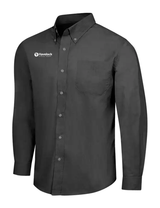 Soft Black Crosshatch Easy Care Shirt w/Havelock Logo