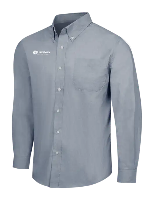 Navy Frost Crosshatch Easy Care Shirt w/Havelock Logo