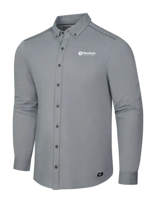 OGIO Medium Grey Heather Modern Code Stretch Button-Up Shirt w/Havelock Logo
