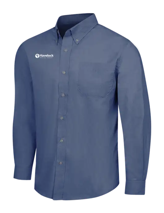 Light Navy Crosshatch Easy Care Shirt w/Havelock Logo